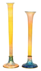 Two Louis C. Tiffany Furnaces Bud Vases