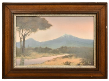 Rookwood Pottery Vellum Landscape Plaque, Decorated by Sara Sax