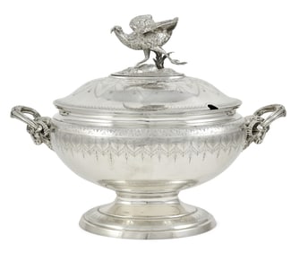 Duhme & Co. Silver Tureen with Bird
