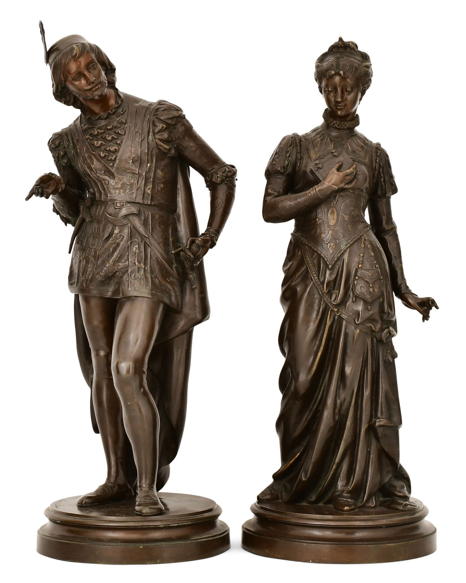 Vincent Désiré Faure de Brousse (French, 1843-1908), Bronze Sculptures of a Man & Woman (1 of 6)