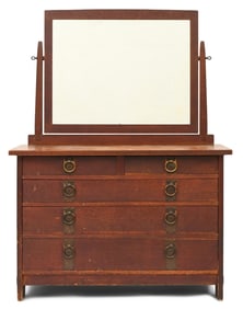 Gustav Stickley (1858-1942), Oak Dresser with Mirror, No. 911