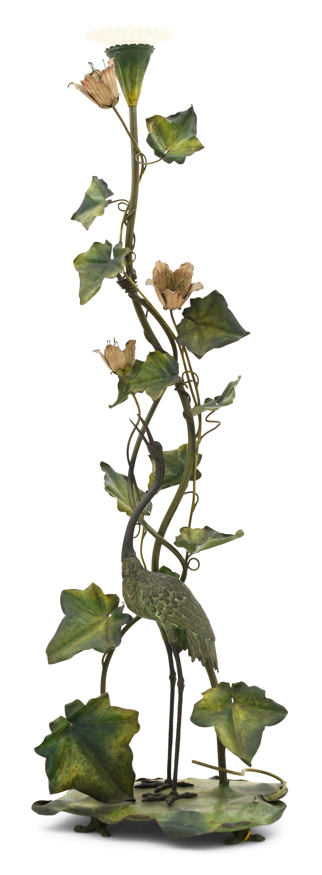 Austrian Patinated Bronze & Metal Stork-Form Floor Lamp (1 of 6)