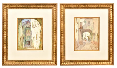 Louis Comfort Tiffany (American, 1848-1933), Two European Street Scenes, Watercolor