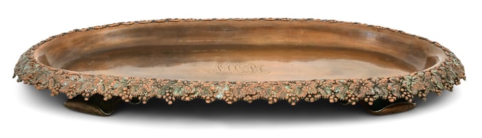 A Large Tiffany & Co. Sterling Silver & Mixed Metal "Grape Vine" Serving Tray