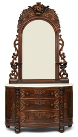 American Rococo Revival Rosewood Dresser with Marble Top