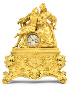 French Louis Philippe-Style Gilt Bronze Silk Thread Mantel Clock