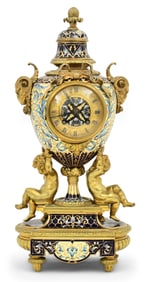 Tiffany & Co. Gilt Bronze & Champlevé Mantel Clock