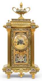 Tiffany & Co. Gilt Bronze & Champlevé Mantel Clock
