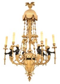 French Gilt & Patinated Bronze Figural Chandelier