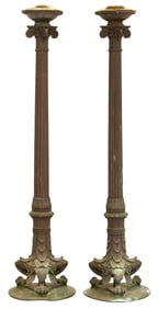 Pair of Cast Iron Outdoor Ionic Column-Form Lamps
