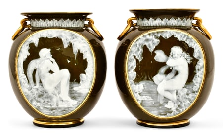 Pair of Mintons Pate-Sur-Pate Vases