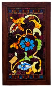 American Leaded Glass Window with Cornucopia