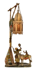 Anton Chotka (Austrian, 1881-1955), Cold-Painted Bronze Orientalist Lamp