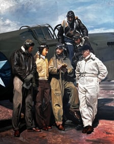 Greg Lewis (American, 20th Century), "Curtiss P-40 Warhawk with Test Pilots" (1941)