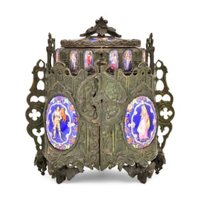 French Bronze & Porcelain Jewelry Casket