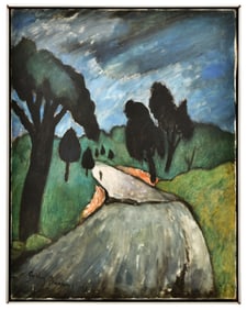 Gershon Benjamin (American/Romanian, 1899-1985), Walking the Path at Dusk