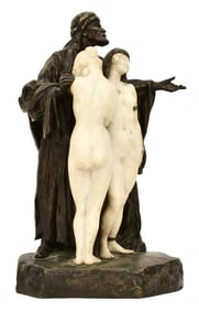 Amedeo Gennarelli (Italian/French, 1881-1943), Orientalist Sculpture of a Man and Two Woman