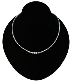 14K White Gold Graduated Diamond Tennis Necklace