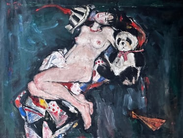 Yuri Kalyuta (Russian, b. 1957), Nude Female with Teddy Bear