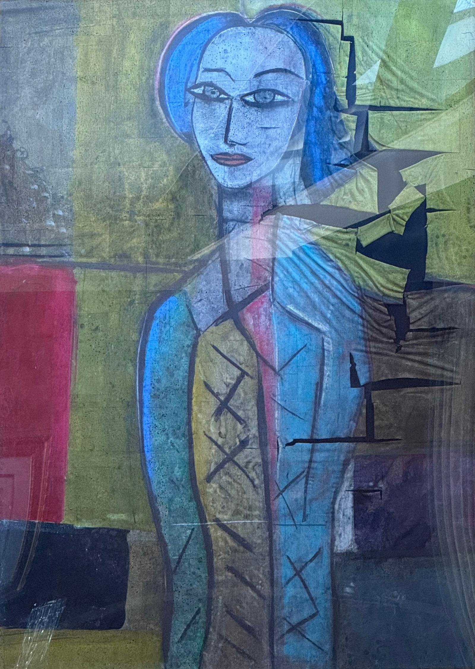 Jamali (American, b. 1944), Untitled (Female Figure): Jamali(American, b. 1944)Untitled (Female Figure)oil on cork backsigned on verso68 x 51 inches (frame)Provenance: Galerie D'Orsay, BostonThe Ledgerock Collection