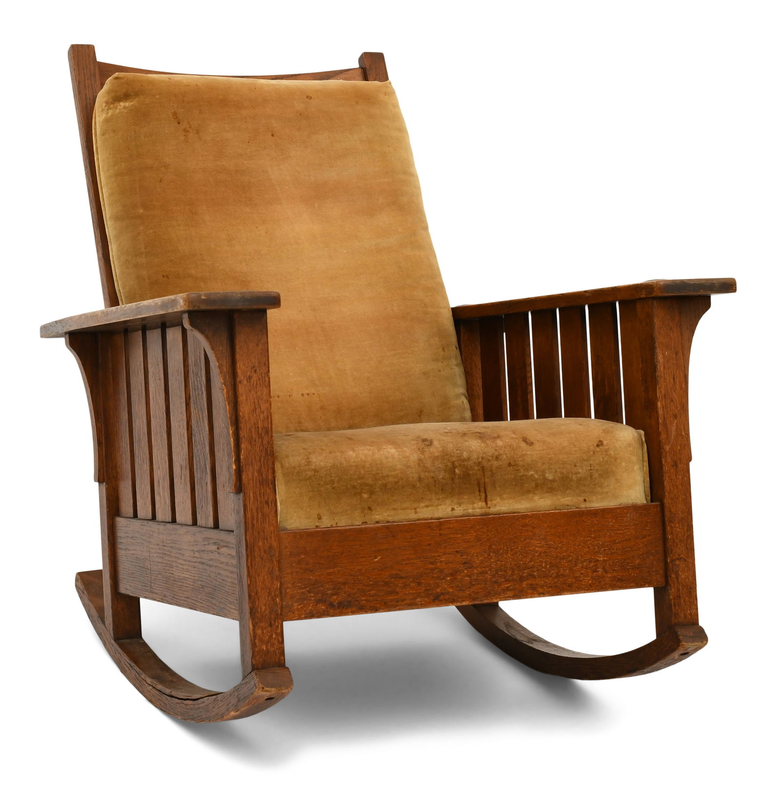 L. & J.G. Stickley Rocking Chair, No. 861: L. & J.G. StickleyRocking Chair, No. 861circa 1910oakmarked "The Work of L. & J.G. Stickley"37 1/2 x 31 1/2 x 36 inchesProvenance: The Collection of Hassan Basagic, Hunter, New York