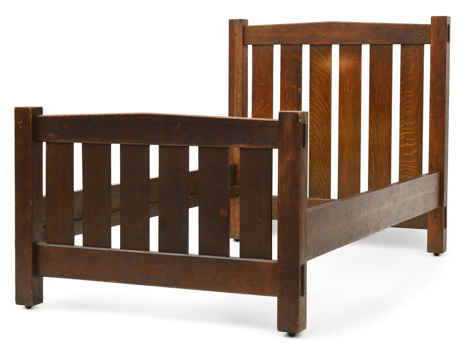 Attr. Gustav Stickley (1858-1942), Oak Bed (1 of 4)
