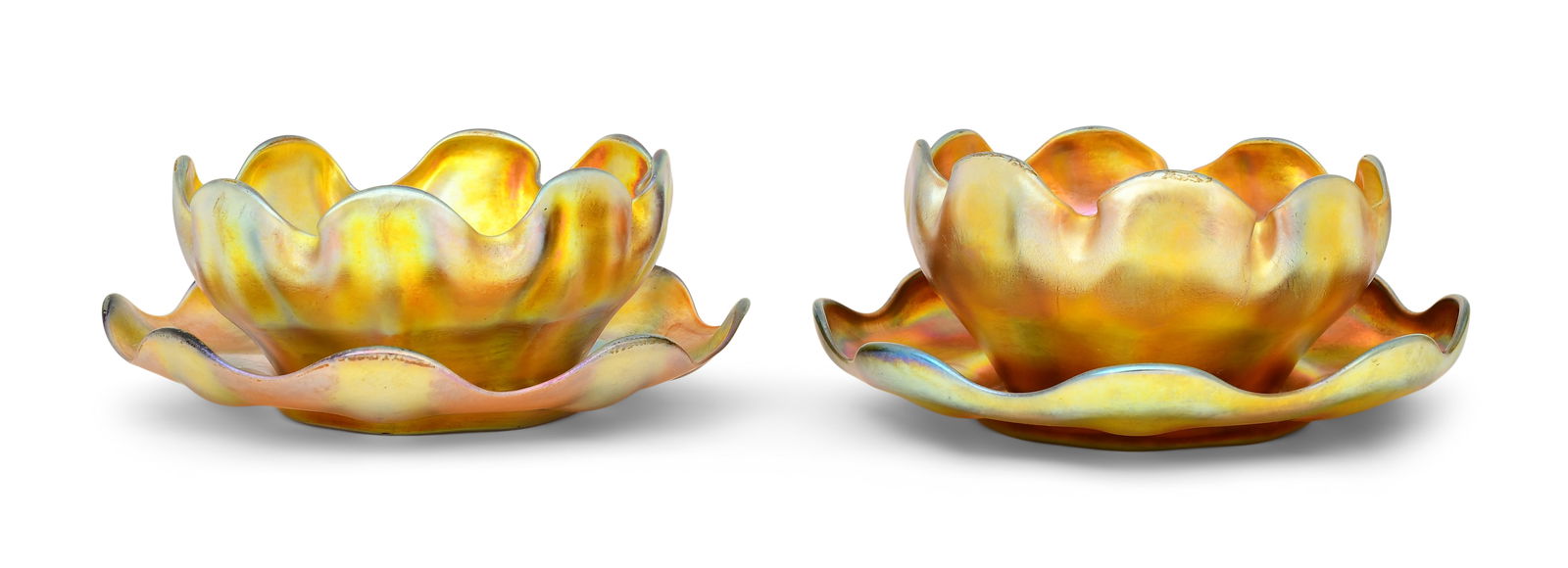 Two Tiffany Studios Finger Bowls & Underplates (1 of 4)