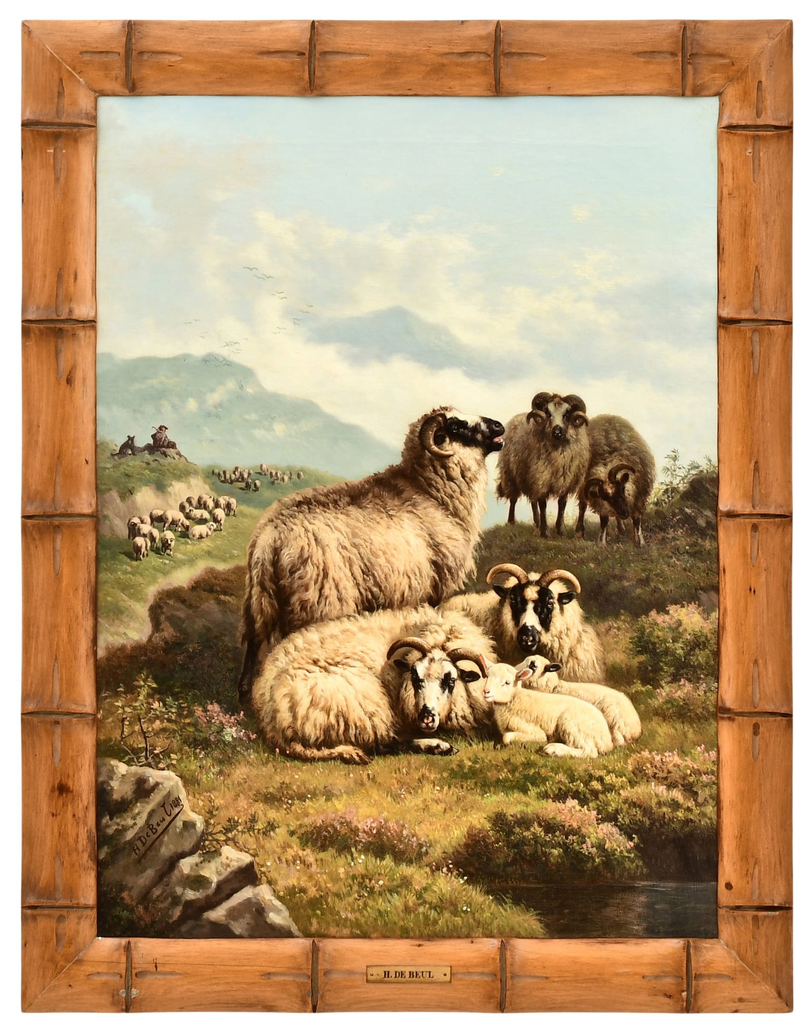 Henri de Beul (Belgian, 1845-1900), Sheep in a Pasture with a Shepherd in the Distance (1 of 4)