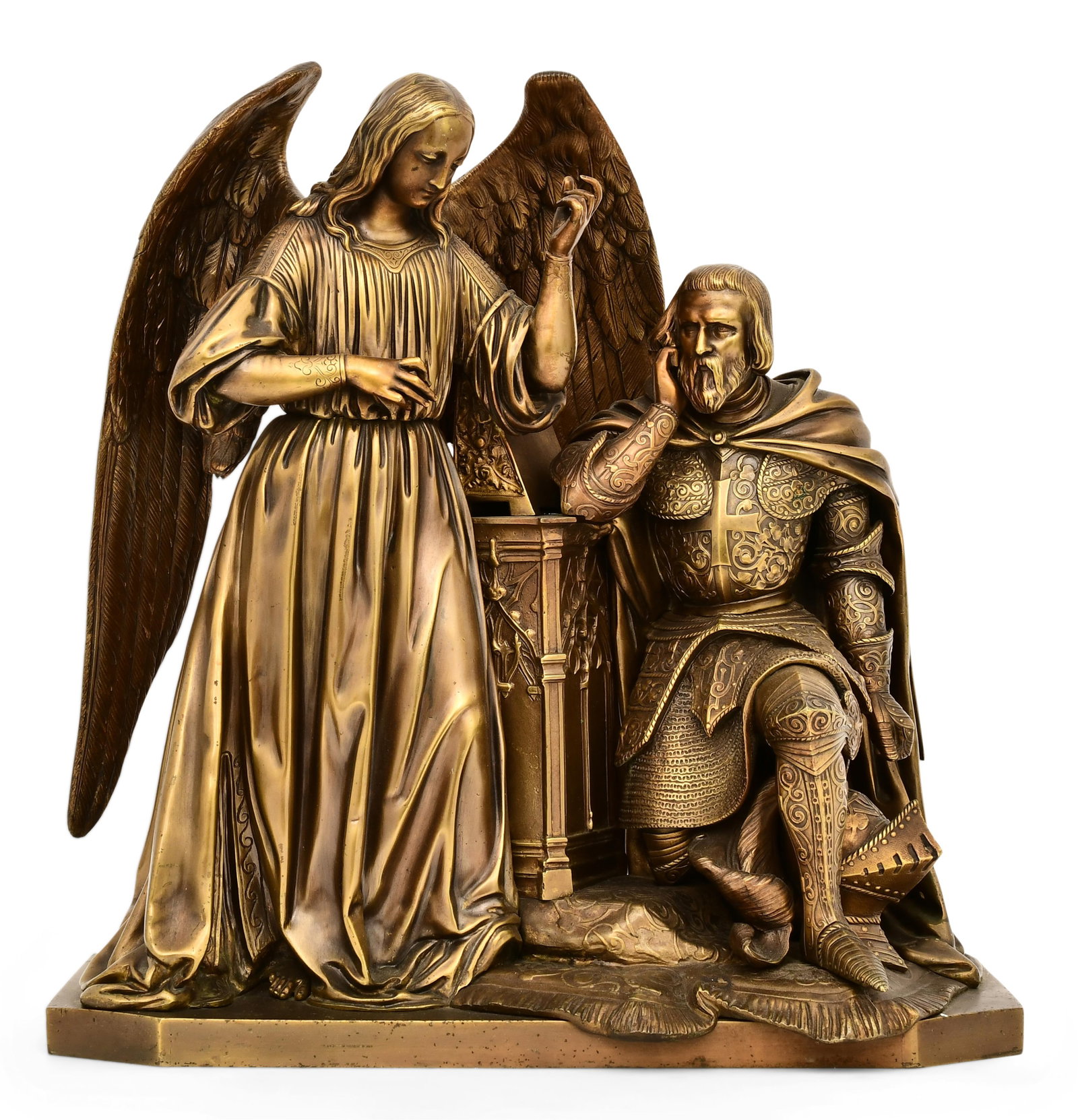 French Gilt Bronze Sculpture of Godefroy de Bouillon with Angel (1 of 6)