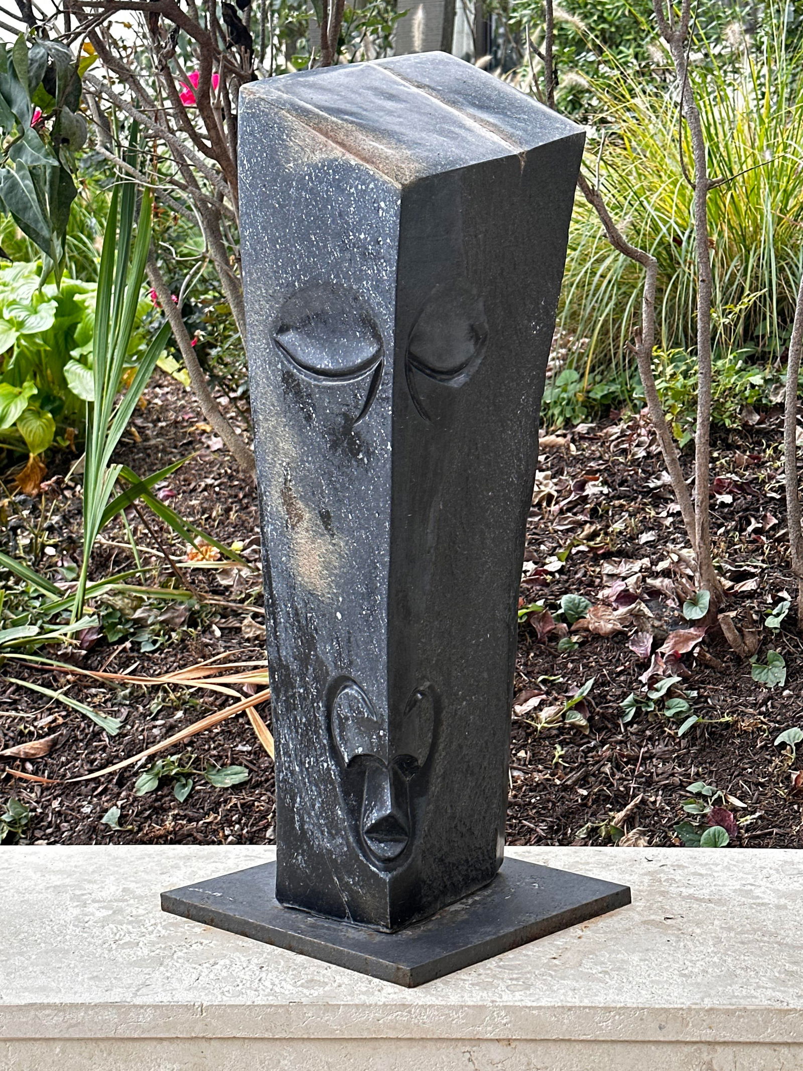 Michael Nyakusvora (African, b. 1975), Stone Sculpture of a Face (1 of 4)
