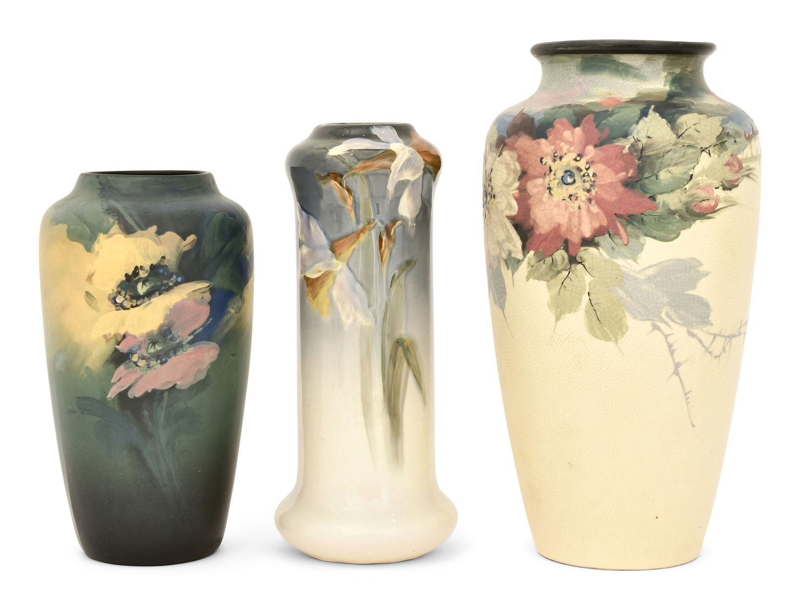 Three Weller Pottery Floral Vases (1 of 3)