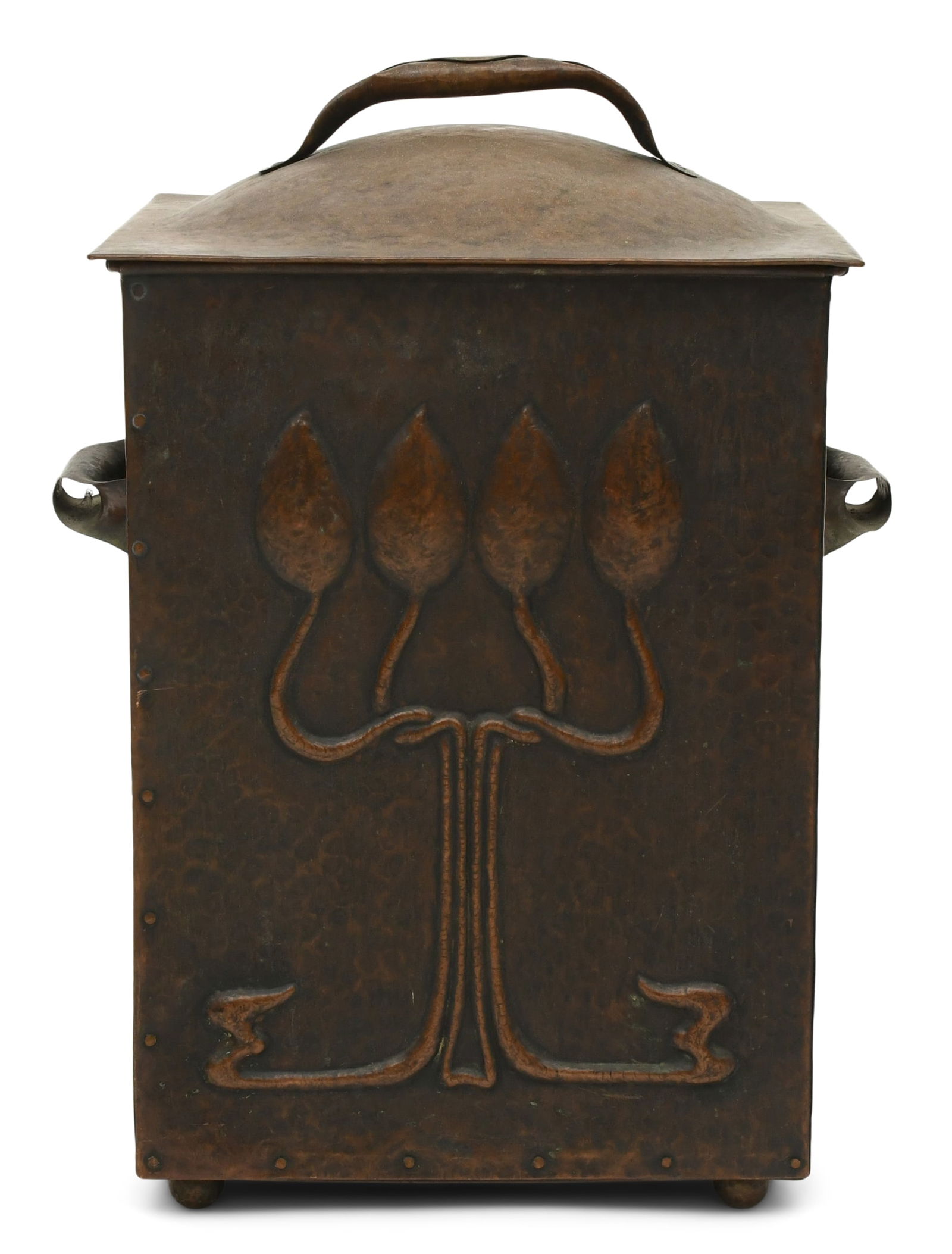 Arts & Crafts Hammered Copper Coal Scuttle (1 of 7)