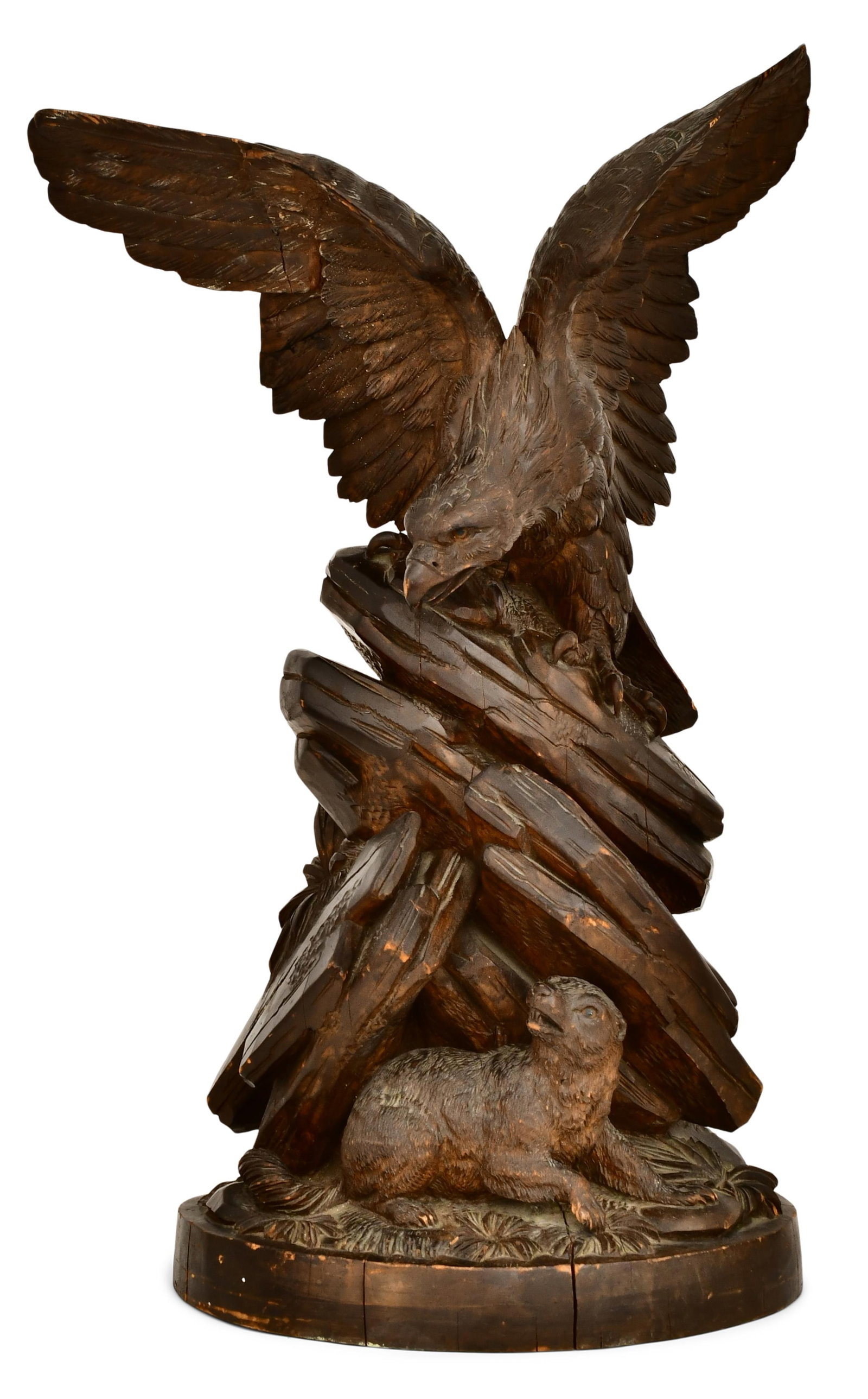 Black Forest Carved Wood Grouping of an Eagle and Gopher (1 of 4)