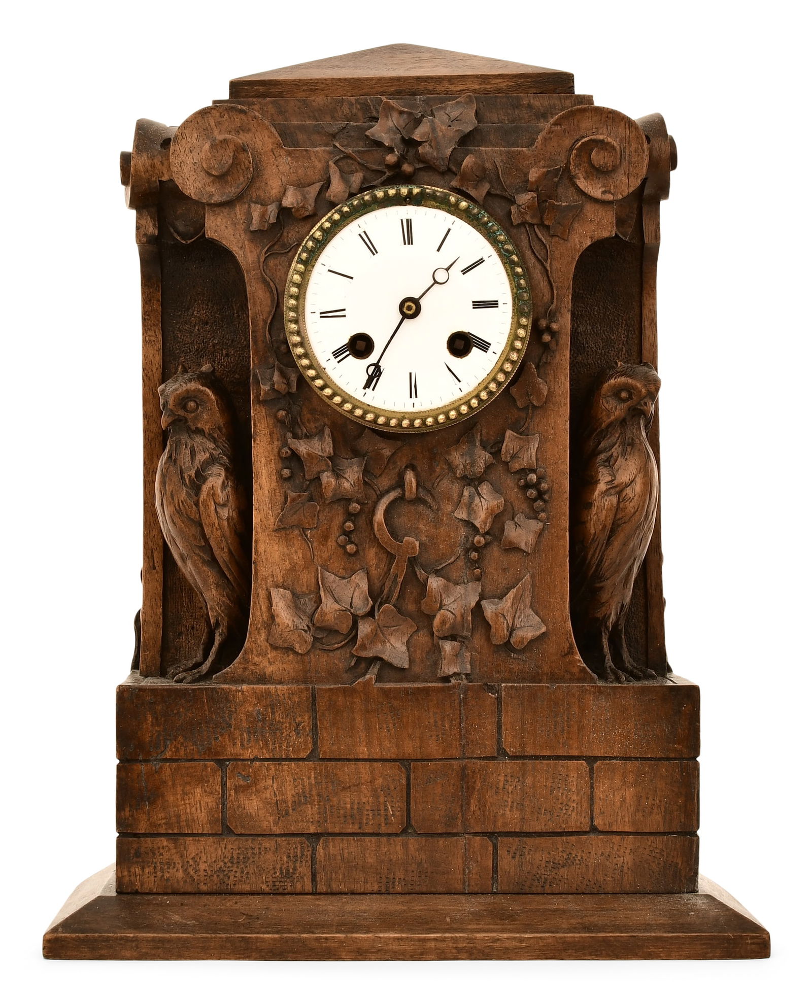 Black Forest Carved Wood Figural Mantel Clock (1 of 5)