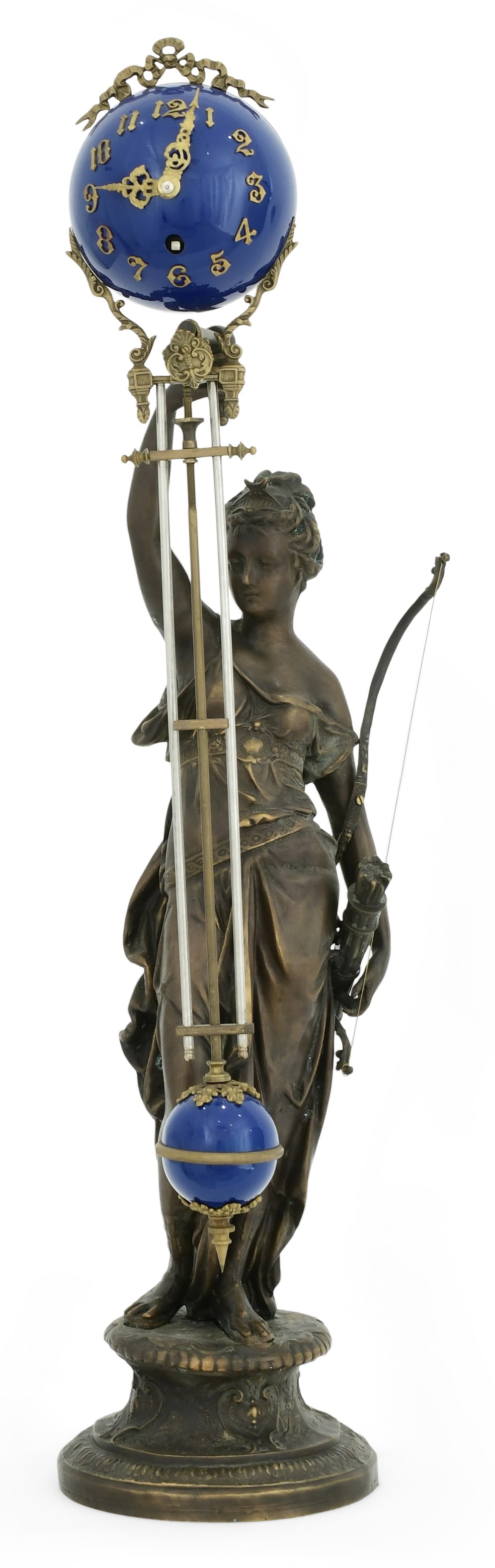 French Patinated Metal Swinger Clock (1 of 7)