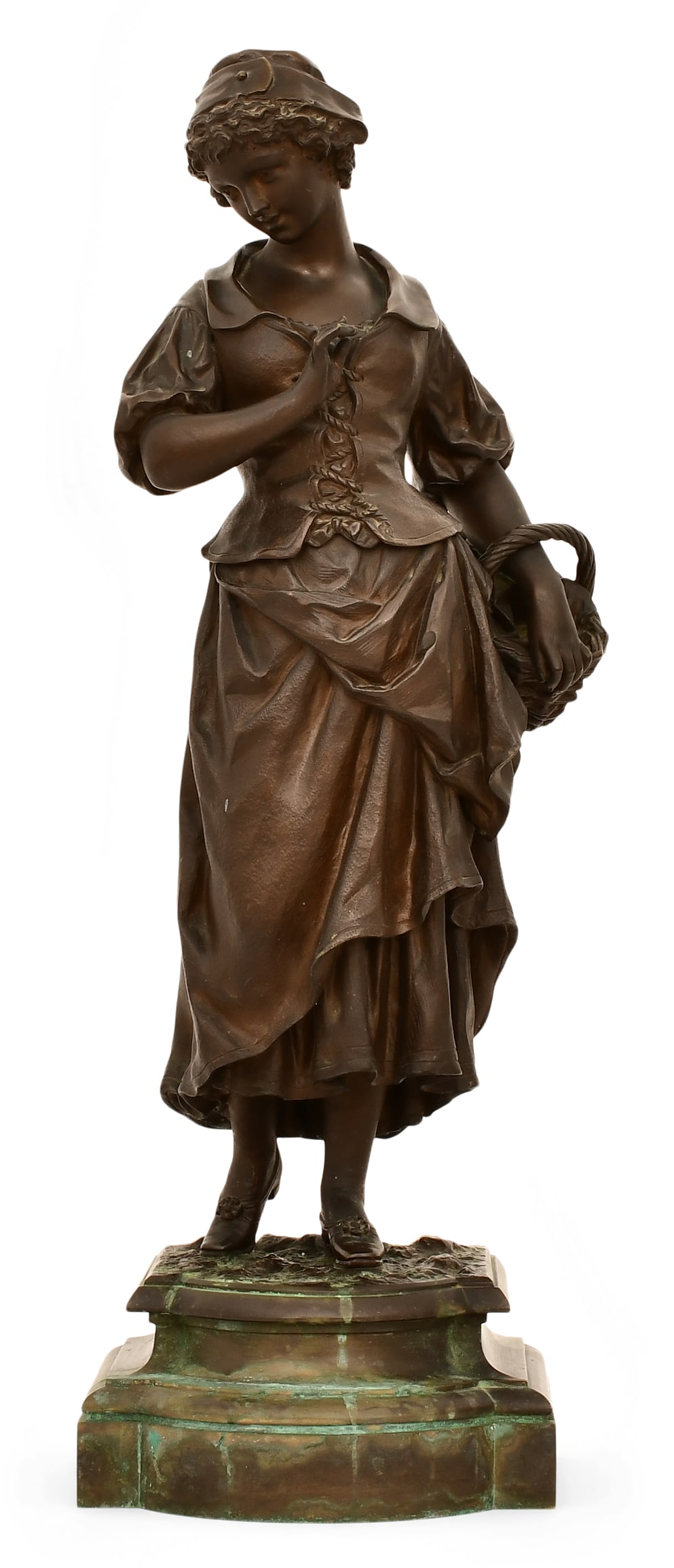 Ernest Rancoulet (French, 1870-1915), Bronze Sculpture of a Woman with Basket (1 of 7)