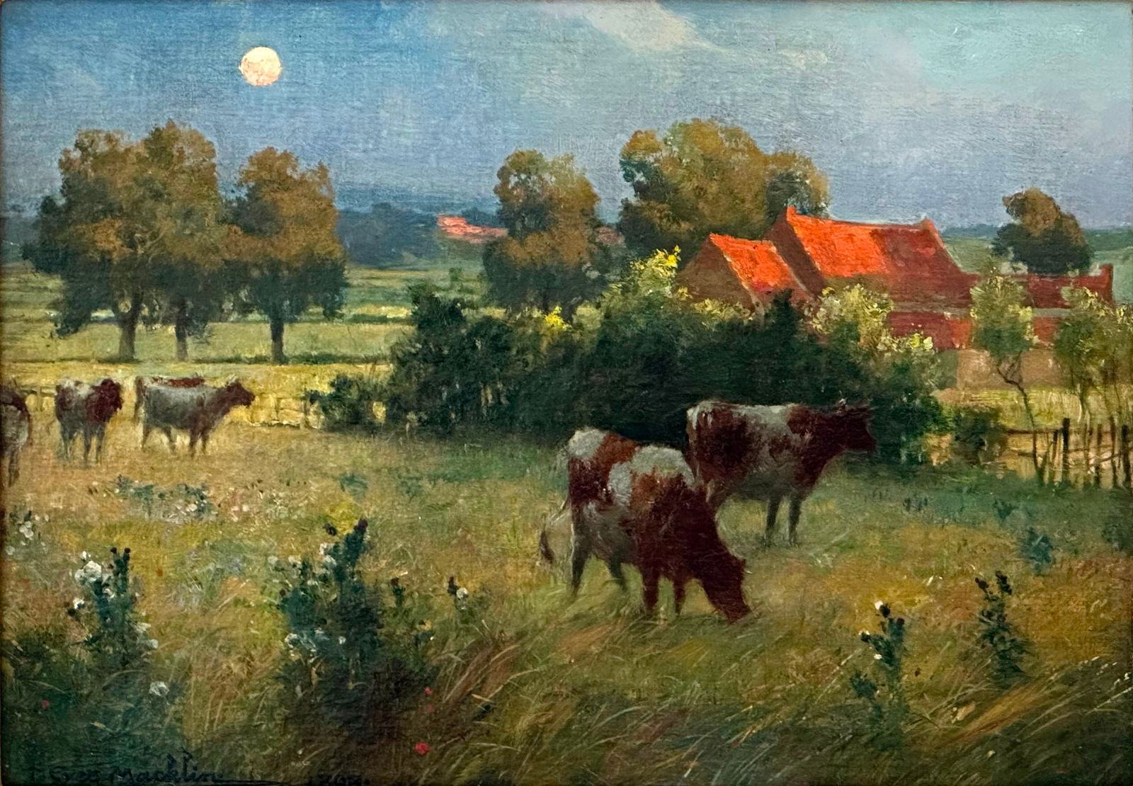 Thomas Eyre Macklin (British, 1867-1943), Night Landscape with Cows (1 of 5)
