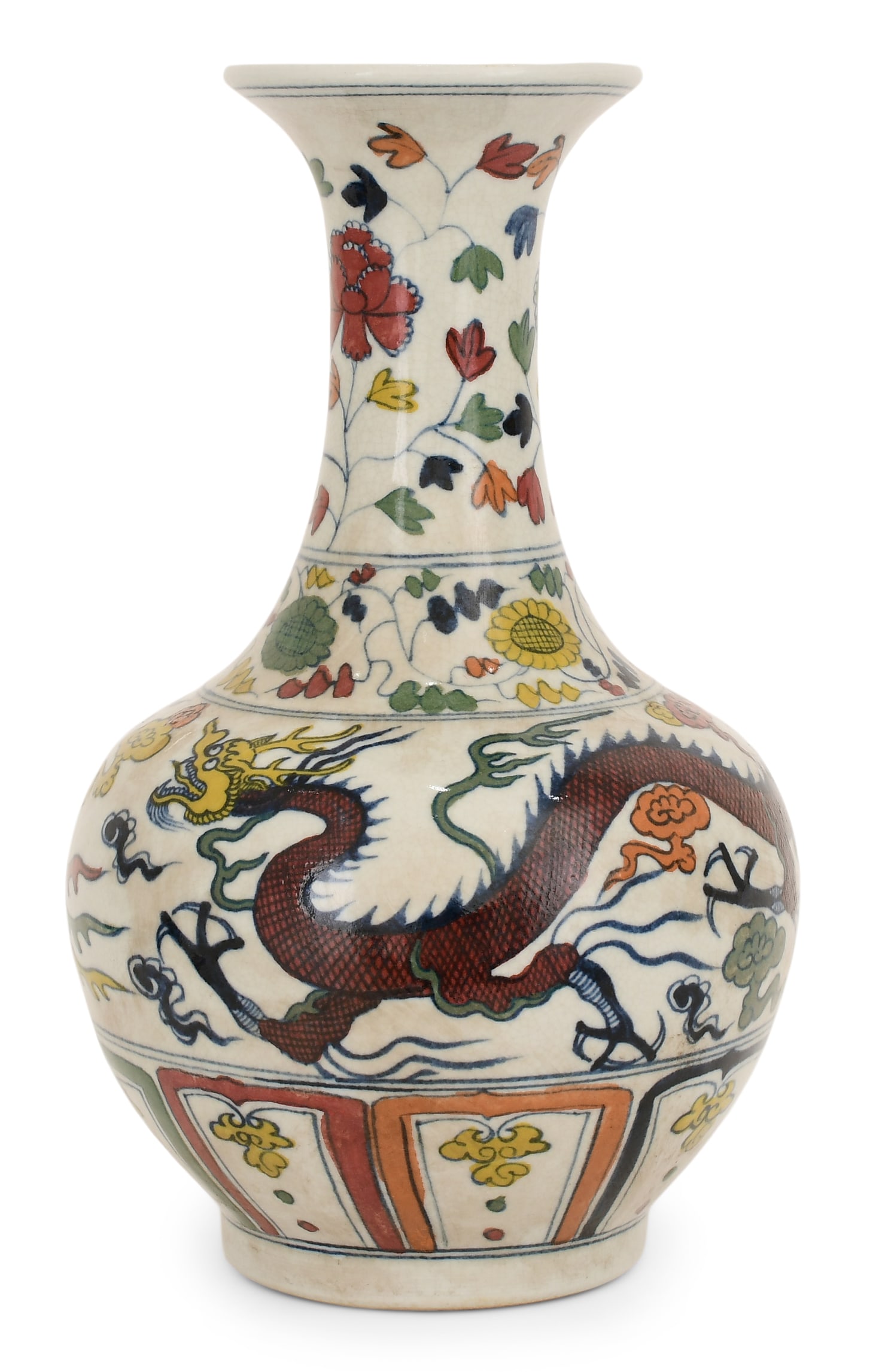 Chinese Ducai Five-Color Dragon Vase, Ming/Qing Dynasty (1 of 5)