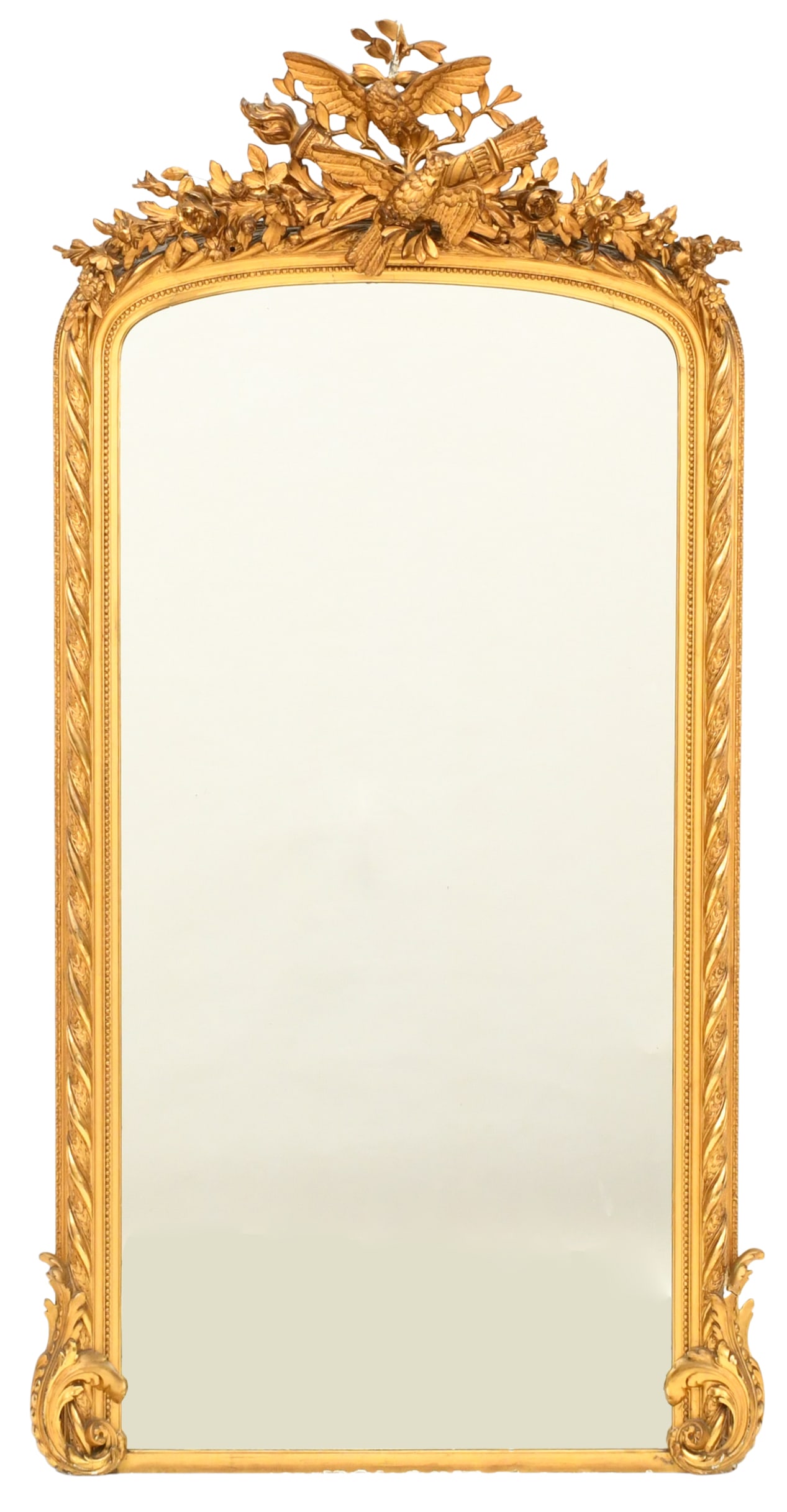 American Carved Giltwood Hall Mirror with Birds (1 of 5)