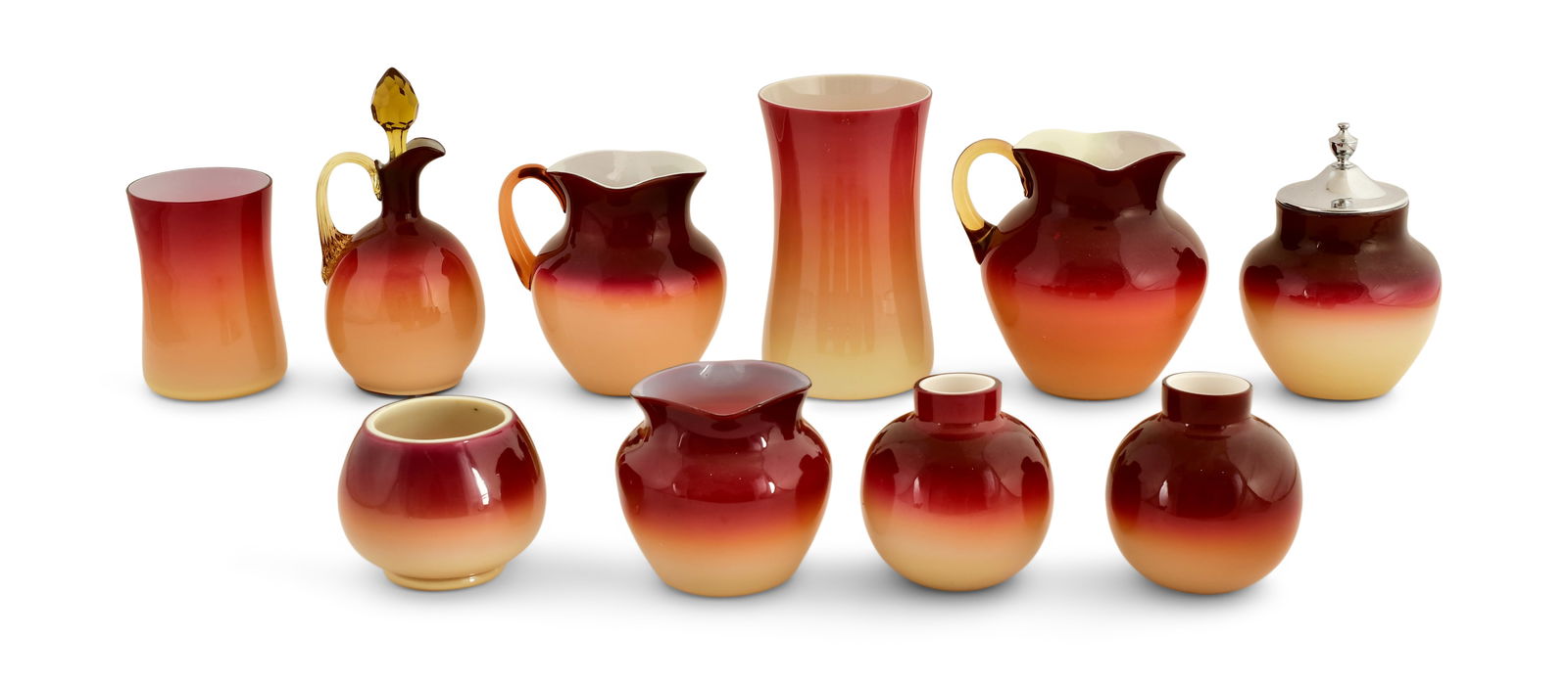 Lot of Ten Wheeling Peachblow Pieces (1 of 4)