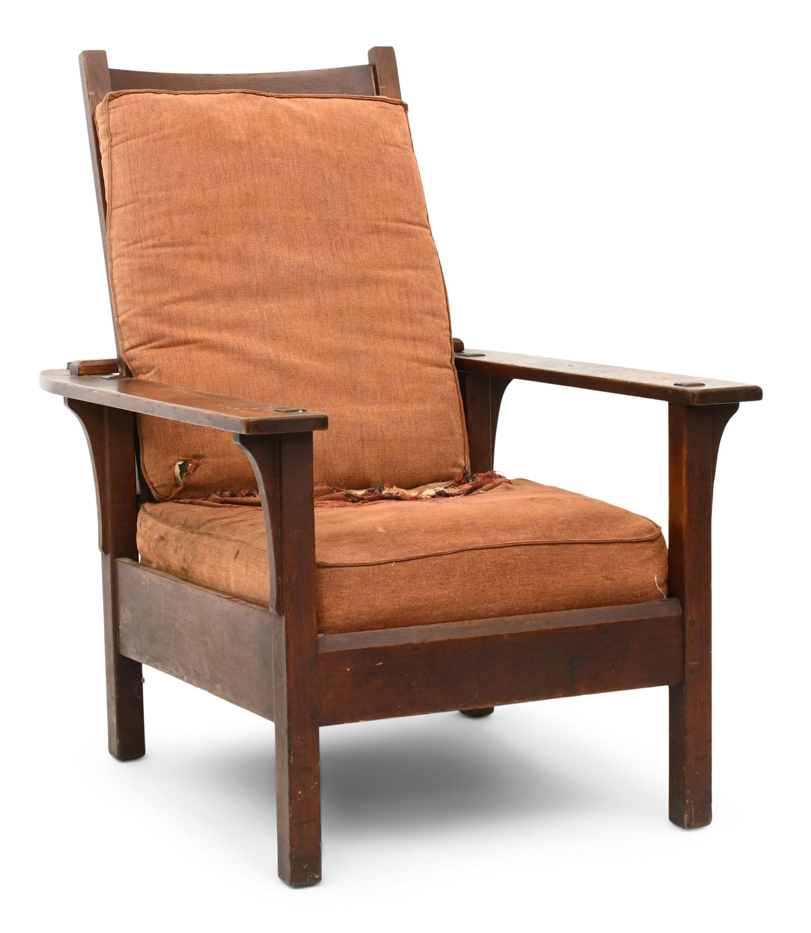 L. & J.G. Stickley Oak Morris Chair, No. 830: L. & J.G. StickleyMorris Chair, No. 830circa 1910oakmarked "The Work of L. & J.G. Stickley" (worn)40 x 29 x 35 inchesProvenance: The Collection of Hassan Basagic, Hunter, New York