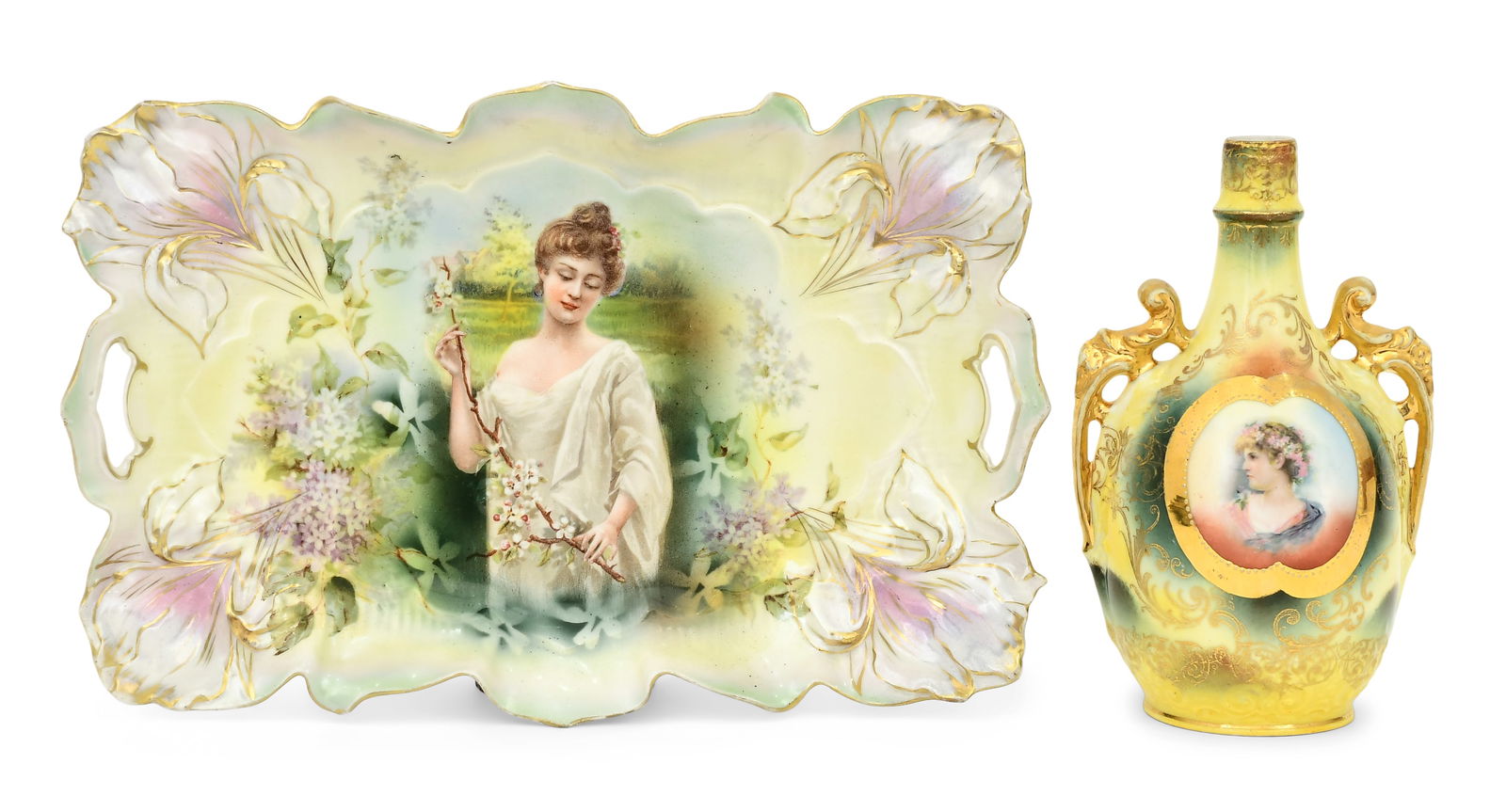 R.S. Prussia Porcelain Tray and a Royal Bonn Porcelain Vase (1 of 6)