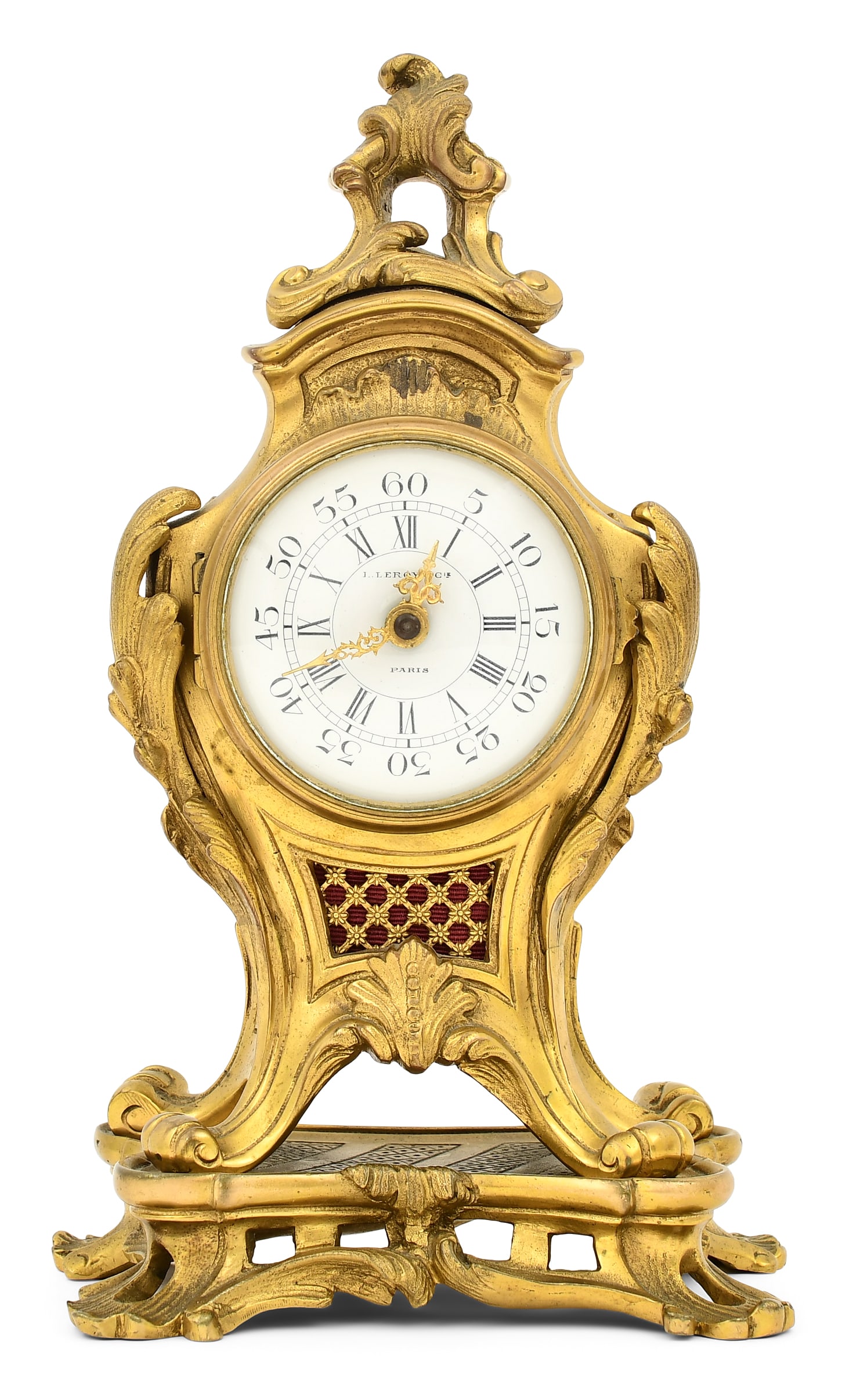 French Louis XV-Style Gilt Bronze Diminutive Mantel Clock (1 of 8)