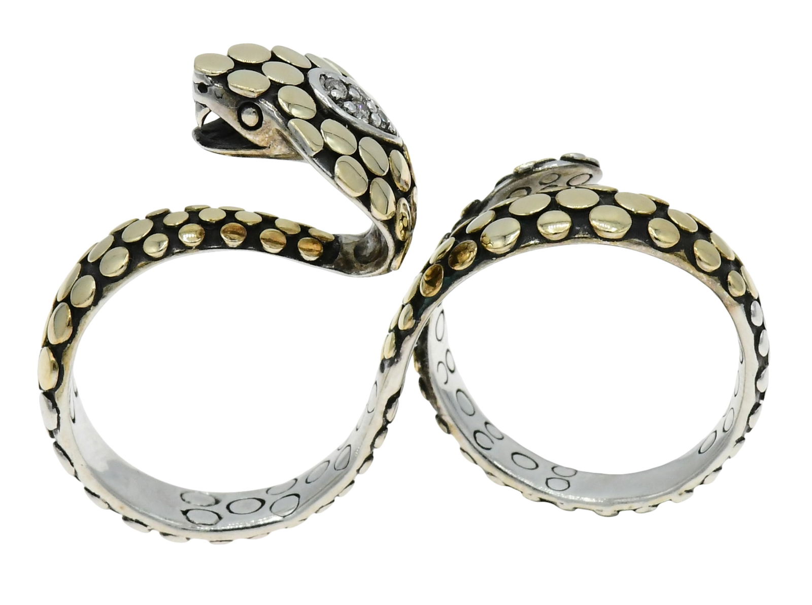 John Hardy Diamond Double Finger Snake Ring (1 of 6)