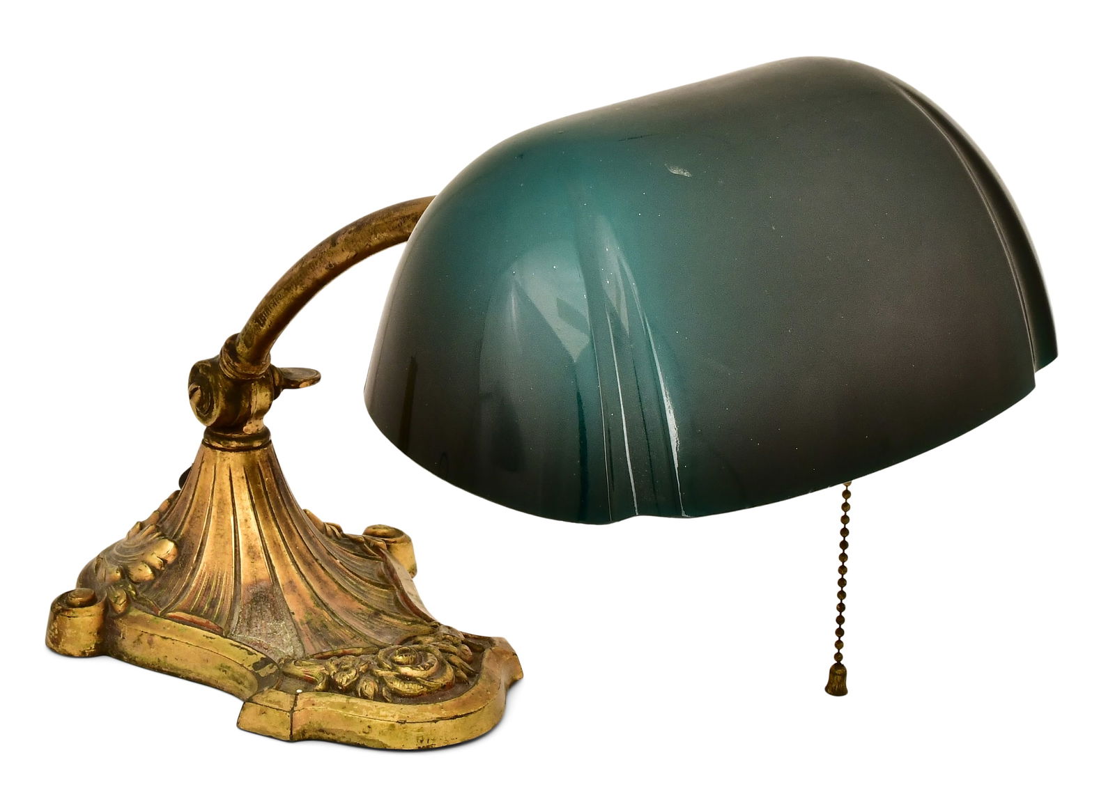 American Gilt Metal & Cased Glass Desk Lamp (1 of 6)