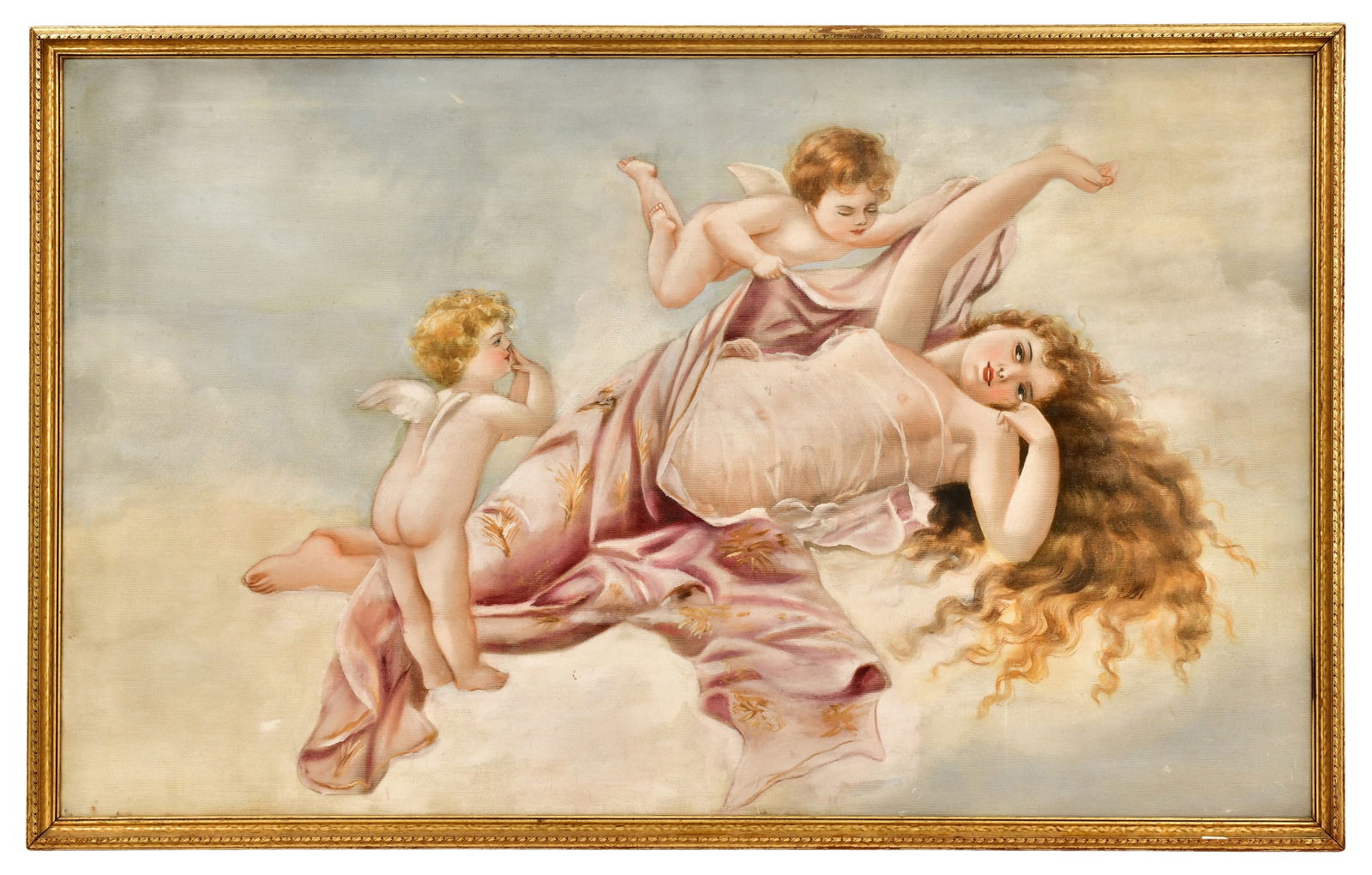 "Awakening of Love" Framed Tapestry, After Virgilio Tojetti (American, 1851-1901) (1 of 3)