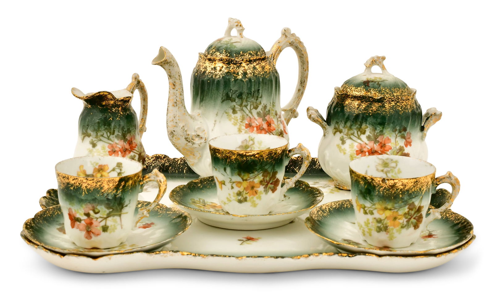 Continental Porcelain Seven-Piece Tea Set (1 of 8)