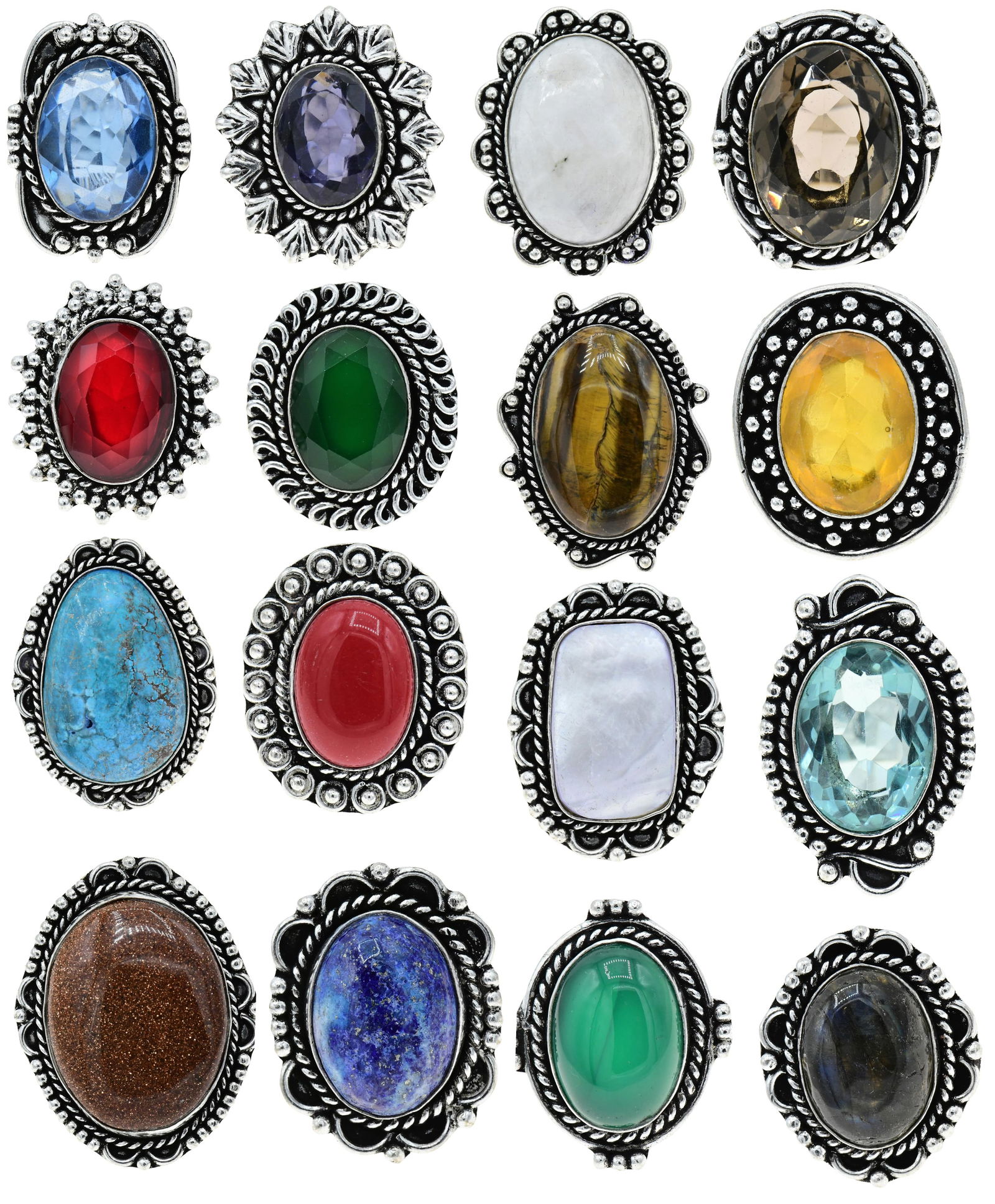 Lot of Sixteen German Silver Rings (1 of 17)