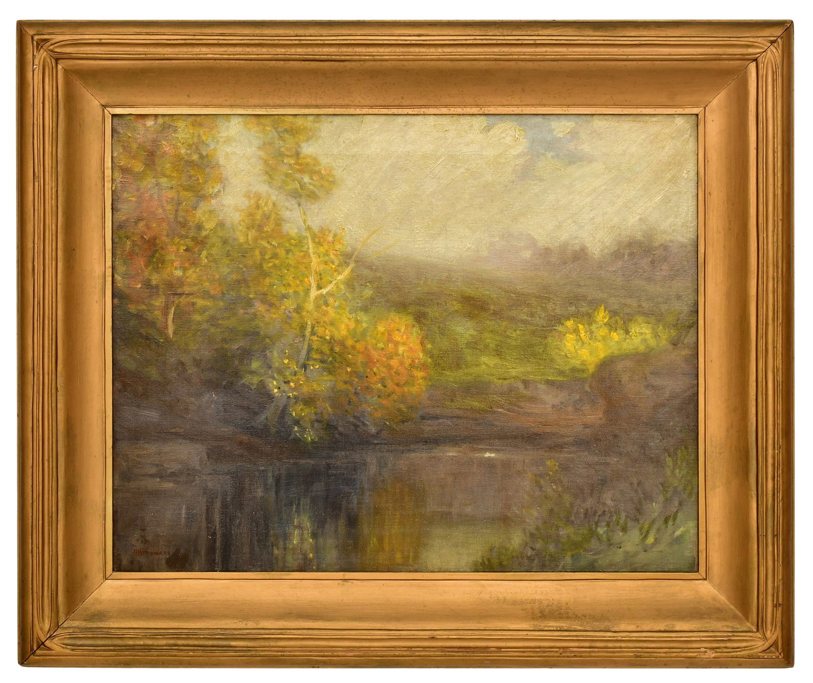 Hugh Huntington Howard (American, 1860-1927), Landscape: Hugh Huntington Howard (American, 1860-1927) Landscape oil on canvas signed "H. H. Howard" (lower left) 17 1/2 x 22 1/2 inches (sight) 25 x 30 inches (frame) Provenance: The Estate of Miriam