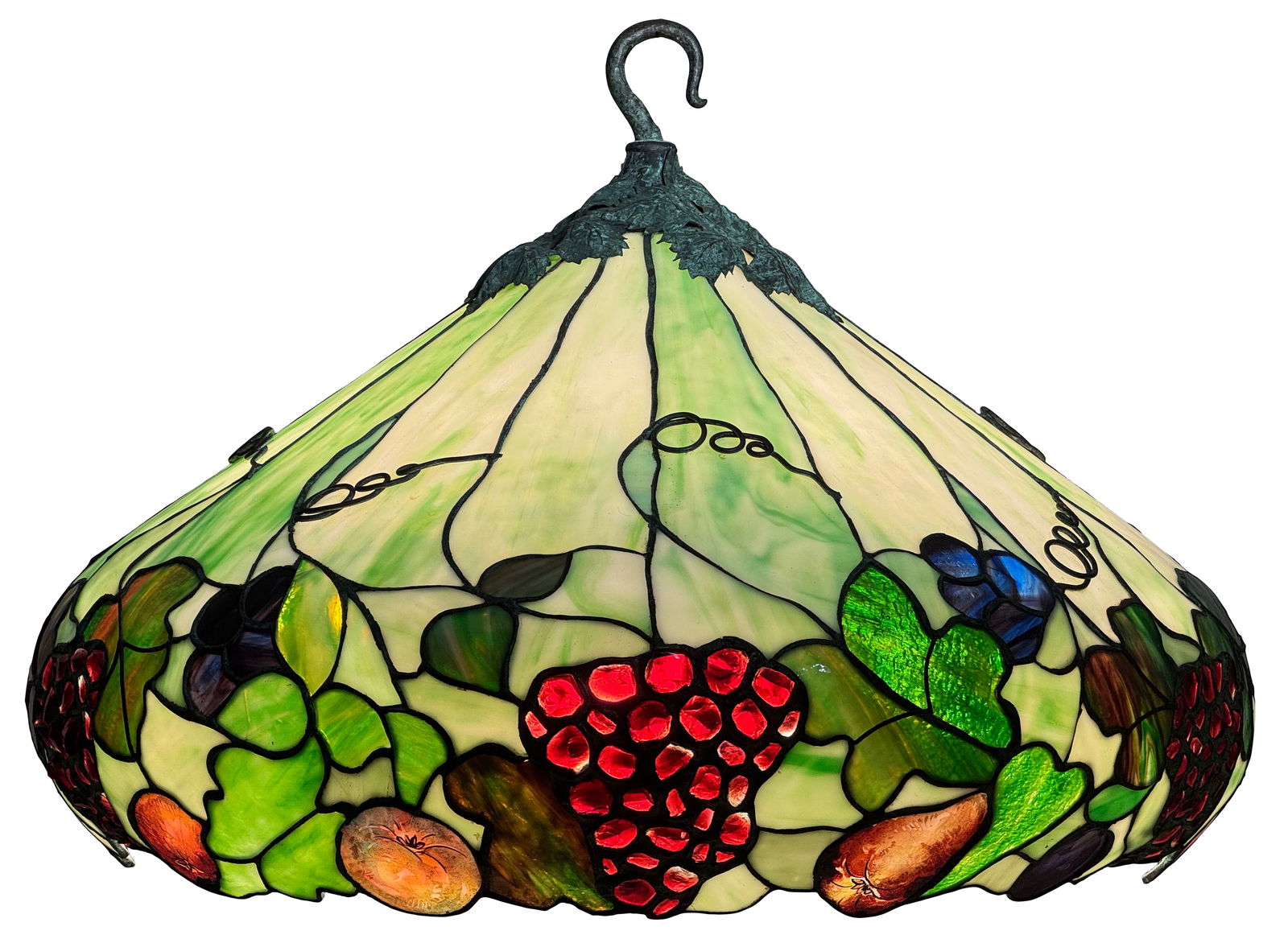 John Morgan & Sons "Grape" Chandelier: John Morgan & Sons"Grape" Chandelierearly 20th centuryleaded glass, patinated bronzeunmarked19 1/2 x 27 inchesProvenance: Private Collection, Pennsylvania